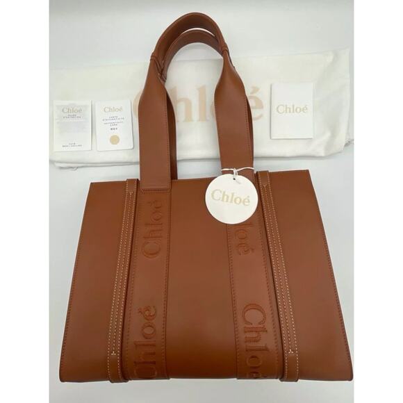 $2K NEW CHLOE MEDIUM WOODY BROWN LEATHER TOTE BAG NWT AUTHENTIC! - Picture 6 of 15